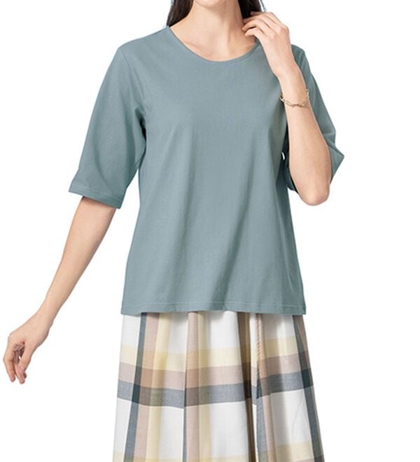 LAVIENNE（ラヴィエンヌ）の「綿１００％汗ジミ対策　ビッグ袖Ｔシャツ（Tシャツ）」｜詳細画像