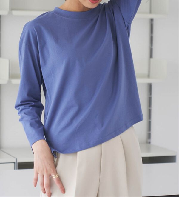 RANAN（ラナン）の「【選べる袖丈】ひんやり！＜BC＞綿100％プチハイネックＴシャツ（カットソー）」｜詳細画像