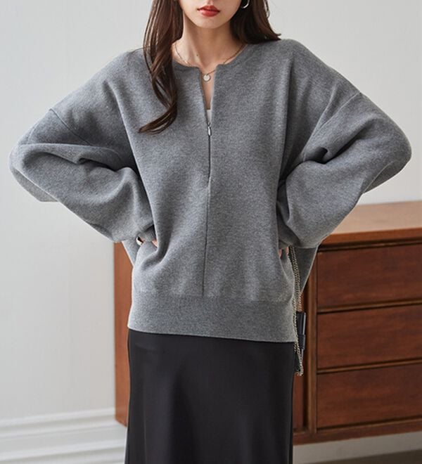 RANAN（ラナン）の「ハーフジップスウェットライクニット（ニット・セーター）」｜詳細画像