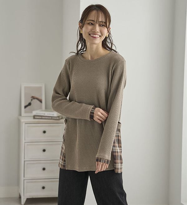 BELLUNA（ベルーナ）の「異素材重ね着風チュニック（チュニック）」｜詳細画像