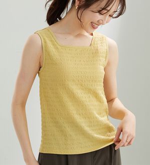 BELLUNA（ベルーナ）の「ジャカード素材カップ付タンクトップ（タンクトップ・キャミソール）」｜ソフトイエロー