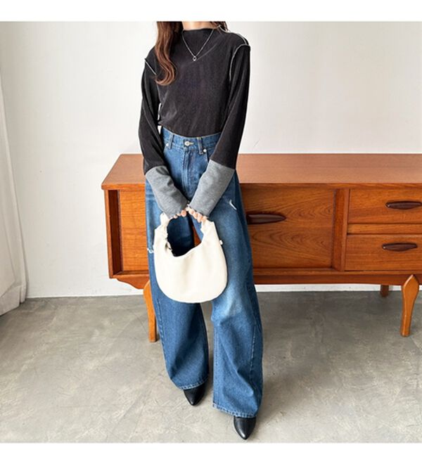 GeeRA（ジーラ）の「異素材ドッキング配色メロープルオーバー（カットソー）」｜詳細画像