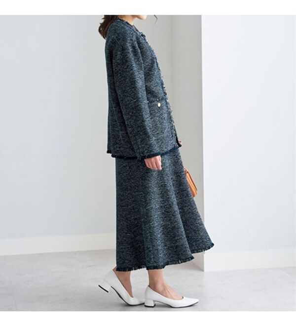 BELLUNA（ベルーナ）の「ツイード調素材フリンジ使いセットアップ（スカートスーツ）」｜詳細画像