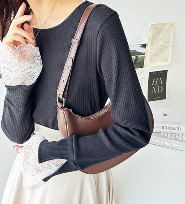 GeeRA（ジーラ）の「袖口レースボートネックリブカットソー（カットソー）」｜詳細画像