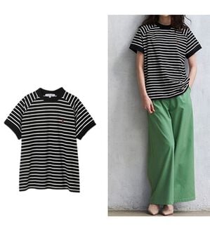 RANAN（ラナン）の「＜Ｕ.Ｓ.　ＰＯＬＯ ＡＳＳＮ.＞綿100％プチハイネックTシャツ（Tシャツ）」｜ブラック系ボーダー