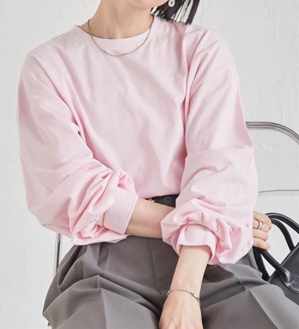 RANAN（ラナン）の「多機能ベーシックオーバーサイズ長袖Tシャツ（Tシャツ）」｜ピンク