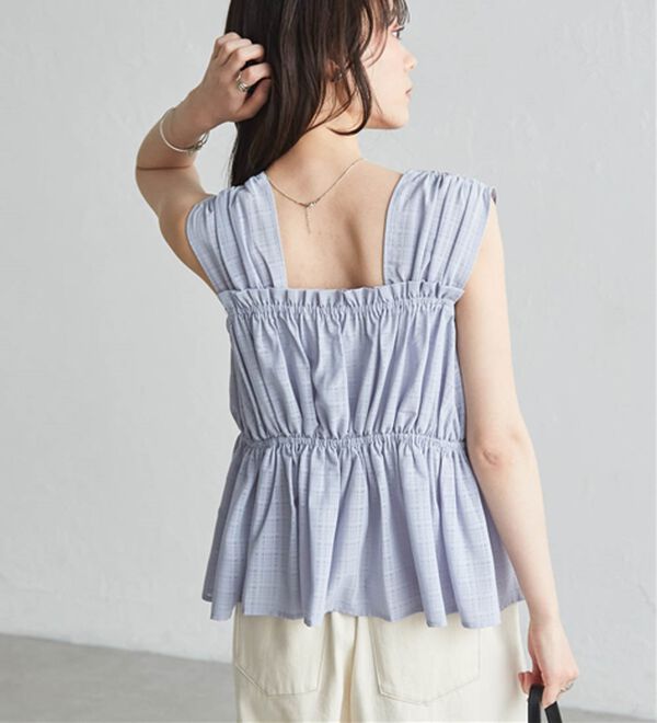 RANAN（ラナン）の「フロントリボンギャザーノースリブラウス（ブラウス）」｜詳細画像