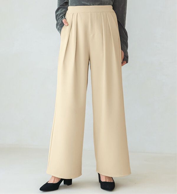 BELLUNA（ベルーナ）の「上品ツータックワイドパンツ（ワイドパンツ・ガウチョ）」｜詳細画像