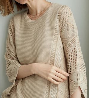 BELLUNA（ベルーナ）の「透かし編ドルマンニットプルオーバー（ニット・セーター）」｜詳細画像