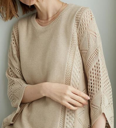 BELLUNA（ベルーナ）の「透かし編ドルマンニットプルオーバー（ニット・セーター）」