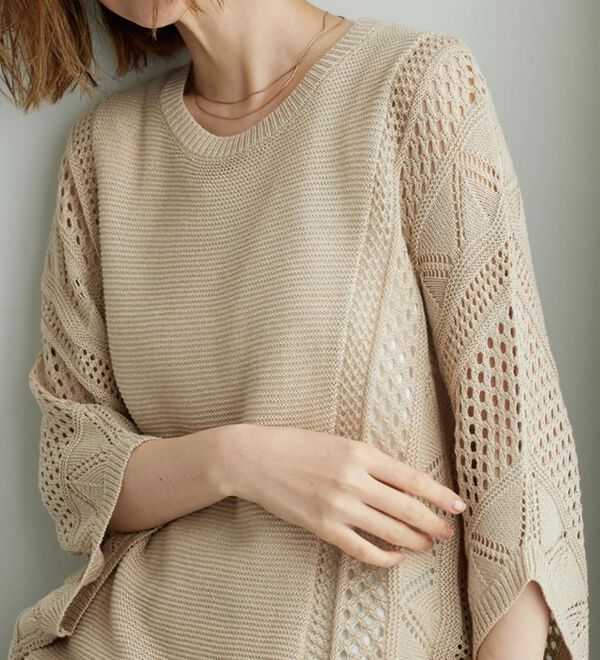 BELLUNA（ベルーナ）の「透かし編ドルマンニットプルオーバー（ニット・セーター）」｜詳細画像