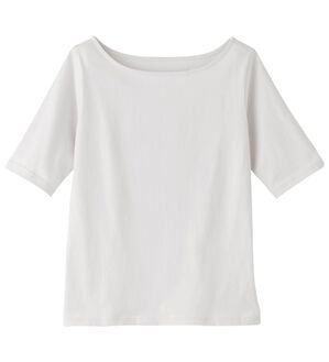 「ボートネック５分袖Ｔシャツ（Tシャツ）」｜アイスグレー
