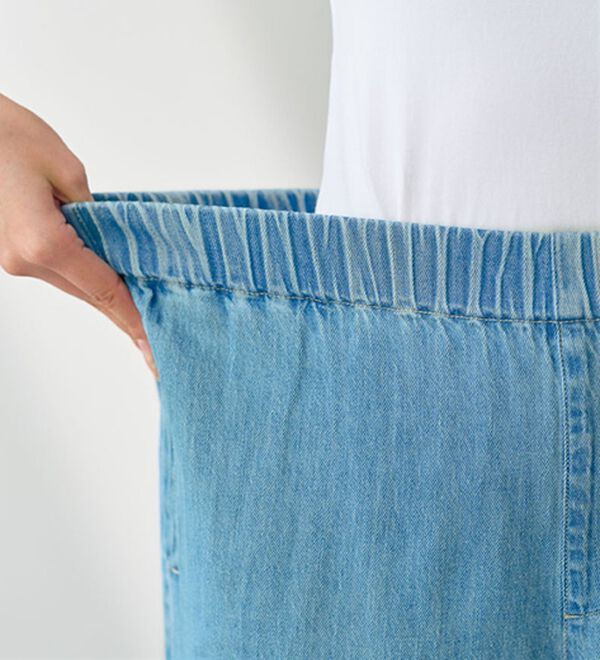 BELLUNA（ベルーナ）の「綿麻デニムすっきり見えゆるパンツ（フルレングスパンツ）」｜詳細画像