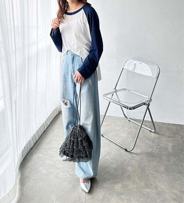 GeeRA（ジーラ）の「ラグラン切替配色スラブシアーカットソー（カットソー）」｜詳細画像