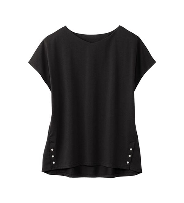 alotta（アロッタ）の「ひんやり裾パールデザインＴシャツ（カットソー）」｜詳細画像