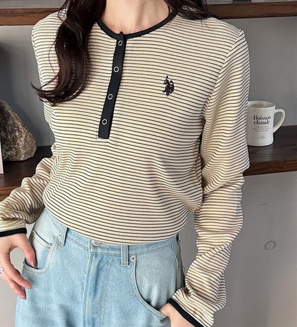 GeeRA（ジーラ）の「【U.S.POLOASSN】ワッフルヘンリーネックカットソー（カットソー）」｜詳細画像