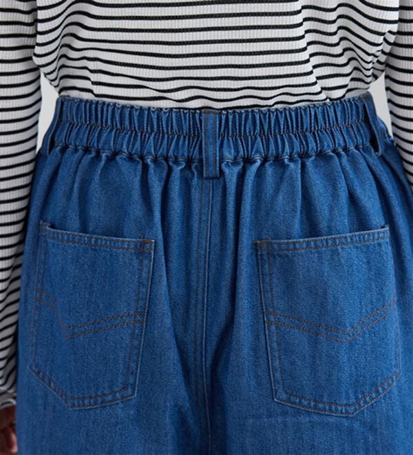 BELLUNA（ベルーナ）の「やわらかデニム素材ウエストタブパンツ（ワイドパンツ・ガウチョ）」｜詳細画像