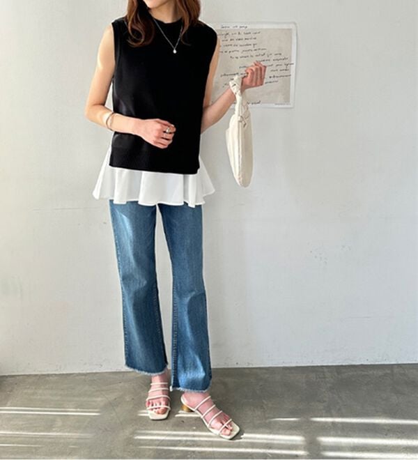 GeeRA（ジーラ）の「ペプラムタンク付ニットプルオーバー（アンサンブル）」｜詳細画像