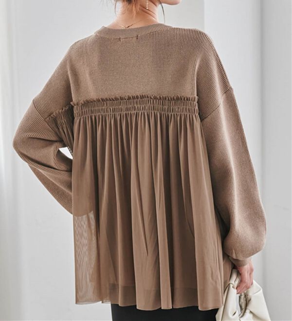 RANAN（ラナン）の「洗える！ビスチェ風チュールドッキングニット＜ムースタッチライト＞（ニット・セーター）」｜詳細画像