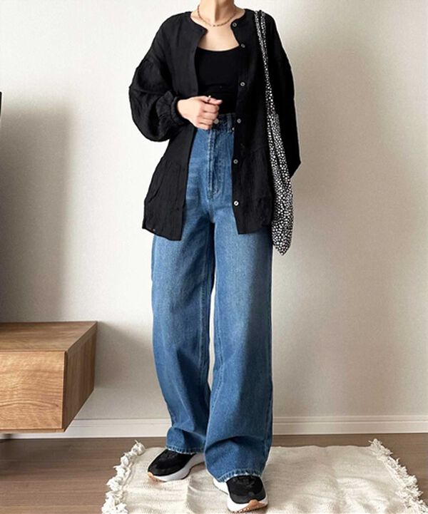 GeeRA（ジーラ）の「ハイウエストストレートデニム（ワイドパンツ・ガウチョ）」｜詳細画像