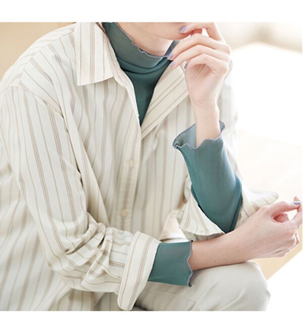 BELLUNA（ベルーナ）の「重ねるだけでサマになる！あったかシアーハイネックプルオーバー（カットソー）」｜詳細画像