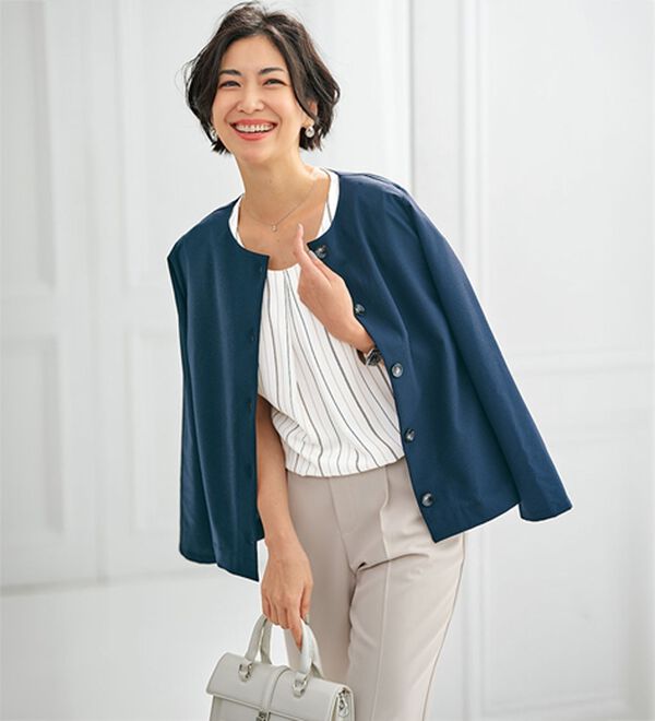 BELLUNA（ベルーナ）の「エアリーサッカー素材ボタン使いカーデジャケット（その他カーディガン）」｜詳細画像