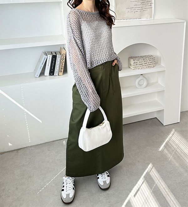 GeeRA（ジーラ）の「透かし編みメッシュニットプルオーバー（ニット・セーター）」｜詳細画像