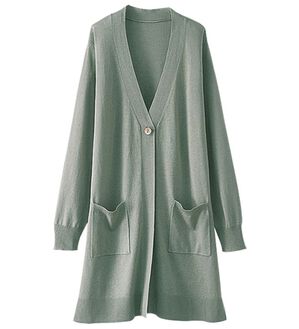 BELLUNA（ベルーナ）の「ヒンヤリ冷感！洗えるロング丈カーディガン（ニットカーディガン）」｜グレイッシュミント