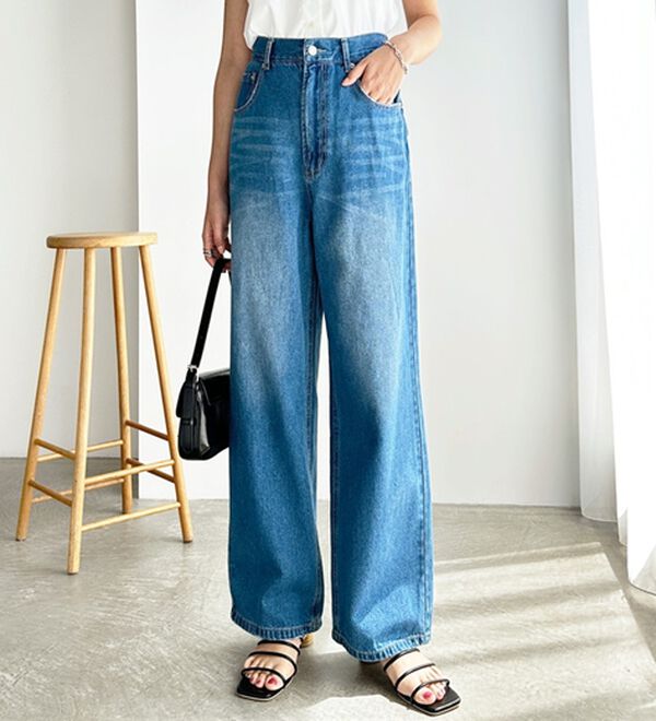 GeeRA（ジーラ）の「ハイウエストストレートデニム（ワイドパンツ・ガウチョ）」｜詳細画像