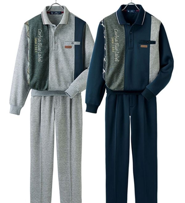 「【２着組】＜カルビア＞こだわりデザインのリラックスホームスーツ（メンズルームウェア）」｜2着組