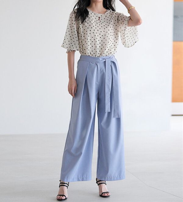 RANAN（ラナン）の「リボンデザインボックスタックワイドパンツ（ワイドパンツ・ガウチョ）」｜詳細画像