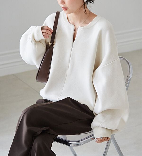 RANAN（ラナン）の「ハーフジップスウェットライクニット（ニット・セーター）」｜詳細画像