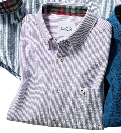 「＜アーノルド　パーマー＞シアサッカーデザインシャツ（長袖・７分袖）（メンズシャツ）」