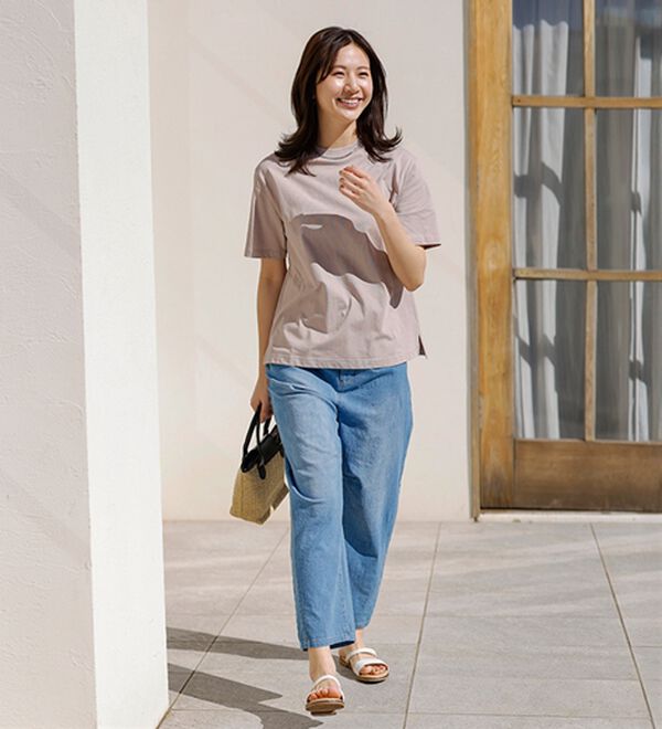 BELLUNA（ベルーナ）の「【選べる袖丈】＜エアリーアイスコットン＞オーバーサイズＴシャツ（カットソー）」｜詳細画像