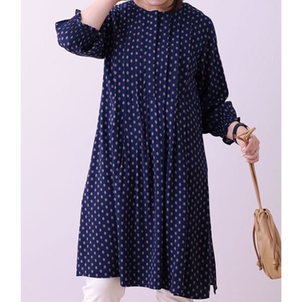 美品✨45R レーヨン　小紋柄　ワンピース ドレス　ペイズリー　ドット　現行 美品✨45R レーヨン 小紋柄 ワンピース ドレス ペイズリー ドット 現行