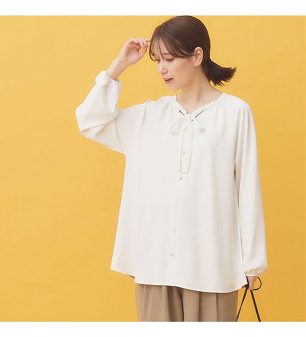 Viola e Viola（ヴィオラ エ ヴィオラ）の「【多機能付】細リボンブラウスチュニック（チュニック）」｜詳細画像