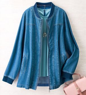 ルフラン（ルフラン）の「すらり見えのデニムブルゾン（ブルゾン）」｜ブルー