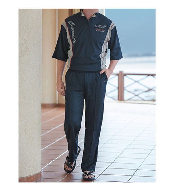 「＜クロコダイル＞柔らか着心地の５分袖ホームスーツ（メンズルームウェア）」｜詳細画像