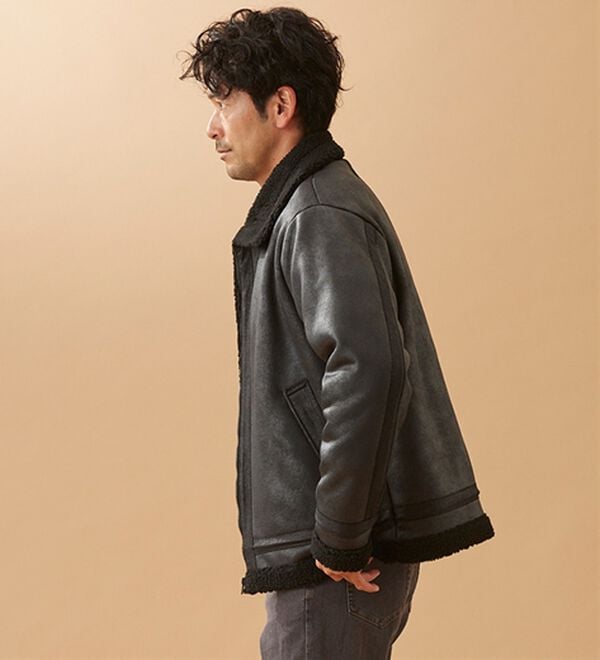 「裏ボアレザー調ジャケット（メンズジャケット）」｜詳細画像