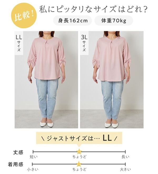 alotta（アロッタ）の「＜６つの機能付＞７分袖Ａラインフレアチュニックブラウス（チュニック）」｜詳細画像