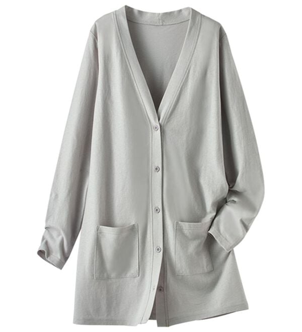 BELLUNA（ベルーナ）の「強撚綿１００％ベーシックカーディガン（その他カーディガン）」｜ライトグレー ベーシック