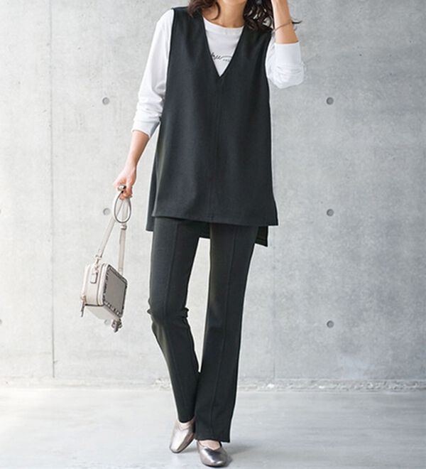 BELLUNA（ベルーナ）の「日本製ウール入りポンチＶネックベスト（ベスト）」｜詳細画像