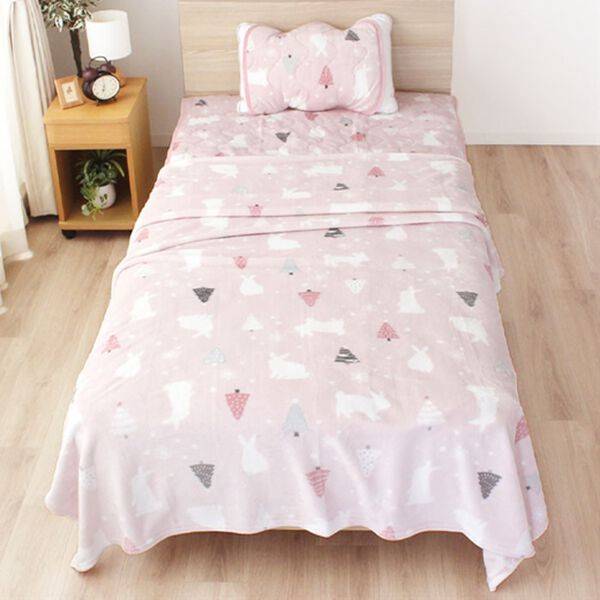 「あったかフランネル雪うさぎ敷パッド・毛布・枕パッド＜シングル＞（敷パッド）」｜詳細画像