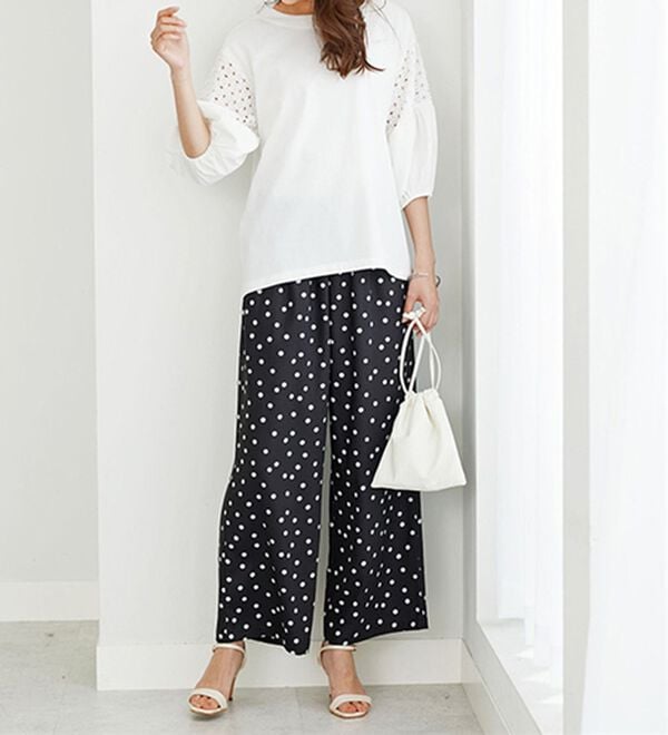 BELLUNA（ベルーナ）の「ボリューム袖レース切替プルオーバー（カットソー）」｜詳細画像