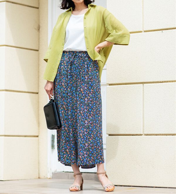 BELLUNA（ベルーナ）の「【接触冷感】レーヨン素材プリントワイドパンツ（ワイドパンツ・ガウチョ）」｜詳細画像