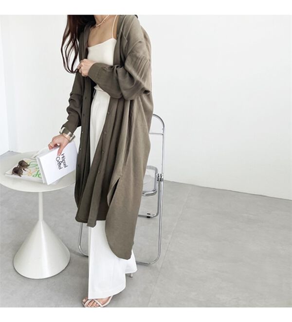 GeeRA（ジーラ）の「スリット入りロングシャツワンピース（シャツワンピース）」｜詳細画像