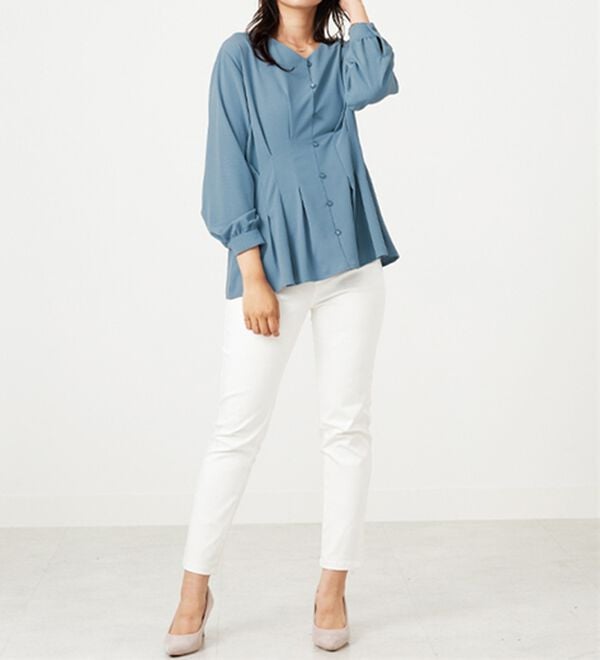 BELLUNA（ベルーナ）の「【接触冷感/UV対策】機能付！ウエストタックブラウス（ブラウス）」｜詳細画像