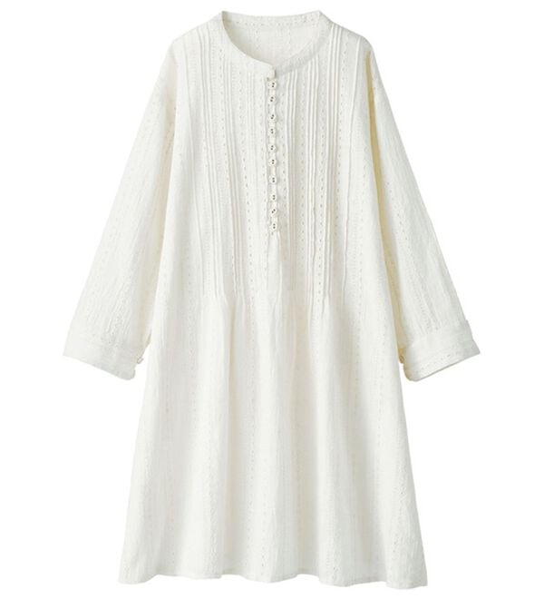 BELLUNA（ベルーナ）の「綿１００％スラブピンタック刺しゅうチュニック（チュニック）」｜詳細画像