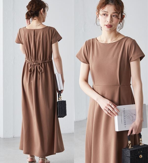 上品見えバックギャザーワンピース - ベルーナ【公式】 