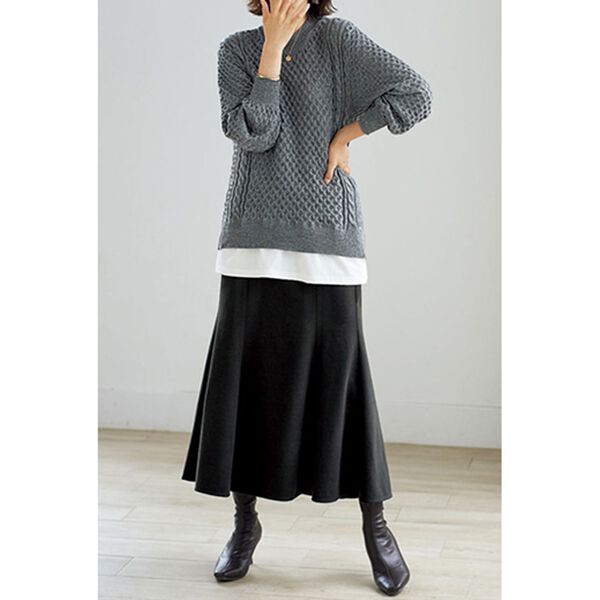 BELLUNA（ベルーナ）の「１枚でコーデが完成！重ね着風プルオーバー（ニット・セーター）」｜詳細画像